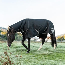SUNRIDE Regendecke für Pferde Schwarz 155cm wasserdicht und atmungsaktiv – Bild 1 von 4
