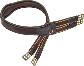 SUNRIDE Sattelgurt Soho für Pferde aus Leder mit extra Polsterung und D-Ringen in Braun 130 cm - 130 cm – Bild 1 von 3