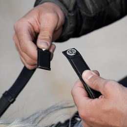SUNRIDE Sicherheitszügel NoPanic mit Magnet-Sicherheitssystem aus Echtleder für Pferde in Schwarz Full – Bild 1 von 9