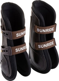 SUNRIDE Springgamaschen für Pferde aus Echtleder und Neopren 2er Set Schwarz Größe L – Bild 1 von 6