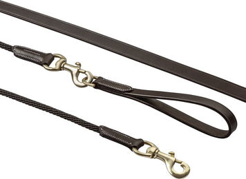 Sunride Teilbare Schlaufzügel für Pferde aus Leder und Kordel in Braun für Ponys mit Sattelschlaufen – Bild 1 von 3