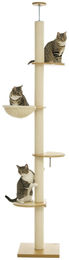 Sunvello Deckenhoher Kratzbaum mit Deckenspanner und Anti-Kipp-Sicherung aus Holzwerkstoff und Sisal in Eiche und Cremeweiß – Bild 1 von 2