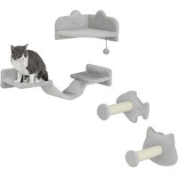 Produktbild von Sunvello Katzentreppen-Set 4-teilig mit Sisal-Stufen und doppelter Plattform in Grau und Creme