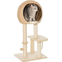 Produktbild von Sunvello Kratzbaum für Katzen 100 cm mit Höhle, Spielball und Sisalstämmen in Beige