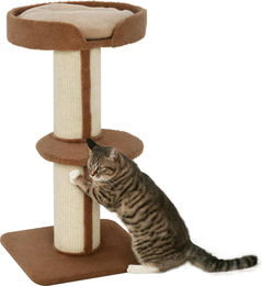 Sunvello Kratzbaum für Katzen 91 cm mit Sisalstämmen und Kissen in Hellbraun – Bild 1 von 2