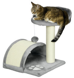 Sunvello Kratzbaum für Katzen mit Höhle, Spielball und Sisal-Seil, 46 cm, Grau – Bild 1 von 3