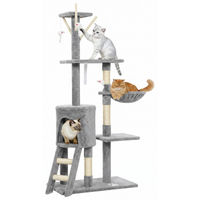Produktbild von Sunvello Kratzbaum für Katzen mit Höhle, Spielzeugen, Sisalstämmen und Treppe, Grau