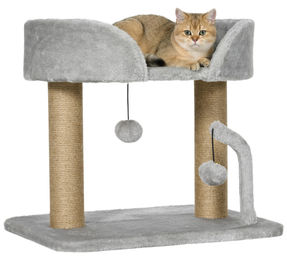 Sunvello Kratzbaum für Katzen mit Jute-Kratzpfosten und Plattform Grau 42 cm – Bild 1 von 3
