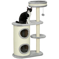 Produktbild von Sunvello Kratzbaum für Katzen mit Sisal-Seilpfosten und Ballspielzeug in Grau, 59x35x100 cm