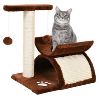 Produktbild von Sunvello Kratzbaum für kleine Katzen mit Tunnel, U-förmiger Liegefläche und Spielball, Braun, 43 cm