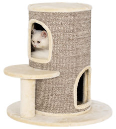 Sunvello Kratztonne für Katzen in Beige mit Plüsch und Sisal – Bild 1 von 1
