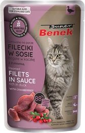 Produktbild von Super Benek Getreidefrei Ente Stückchen in Sauce für Katzen Adult 28 x 85 g - 28 x 85 g