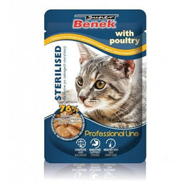 Super Benek Professional Line Sterilized Adult Katzenfutter Geflügel Stückchen in Sauce 24 x 100 g - 24 x 100 g – Bild 1 von 2