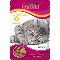 Produktbild von Super Benek Super Chunks Katzenfutter Huhn in Sauce mit hohem Fleischanteil 24 x 100 g - 24 x 100 g