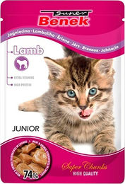 Produktbild von Super Benek Super Chunks Kitten Lamm in Sauce mit hohem Fleischanteil 24 x 100 g - 24 x 100 g
