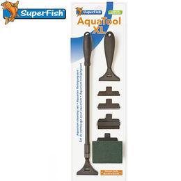 Superfish Aquatool XL Aquarium Reinigungsset mit Teleskopgriff, Schwamm, Kiesharke und Algenkratzer in Schwarz – Bild 1 von 2