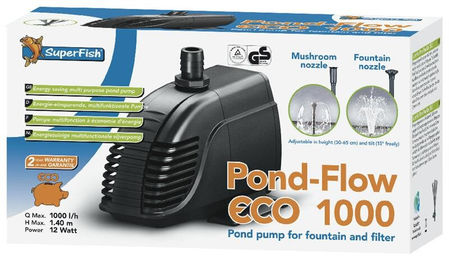 Superfish Pond Flow Eco 1000 Springbrunnen- und Teichpumpe 1000L/h Schwarz – Bild 1 von 2