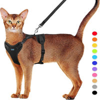 Produktbild von Supet Katzengeschirr mit Leine Set fluchtsicher und verstellbar aus Nylon Schwarz Größe M 44.5-49.5 cm