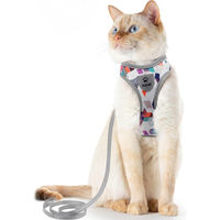 Produktbild von Supet Katzengeschirr und Leine Set fluchtsichere Katzenweste Grau Größe M 28-46 cm