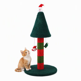 Supfine Kratzbaum Weihnachtsbaum 55 cm mit Weihnachtsmann-Spitze für Wohnungskatzen in Rot-Grün Design – Bild 1 von 1