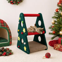 Produktbild von Supfine Kratzbaum Weihnachtsturm 56 cm mit 2 Ebenen für Katzen mit Glöckchen und Plüschtier