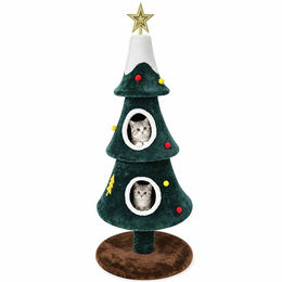 Supfine Weihnachts-Kratzbaum 150 cm XXL Katzenbaum mit 2 Katzenhöhlen und mehrstöckigem Design – Bild 1 von 1