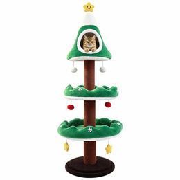 Supfine Weihnachts-Kratzbaum für Katzen mit Katzenhaus und runder Liegemulde 140 cm – Bild 1 von 1