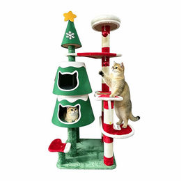 Supfine Weihnachts-Kratzbaum XXL 153 cm für Katzen mit 2 Höhlen und Spielzeug – Bild 1 von 1