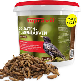 Supravit Getrocknete Soldatenfliegenlarven als Vitamin- und Mineralfutter für Vögel, Reptilien, Fische und Nager 1500g – Bild 1 von 3