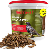 Produktbild von Supravit Getrocknete Soldatenfliegenlarven als Vitamin- und Mineralfutter für Vögel, Reptilien, Fische und Nager 1500g