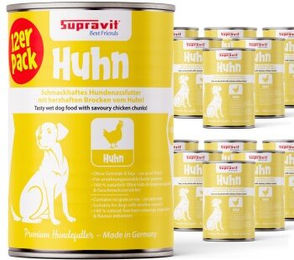 Supravit Hund Nassfutter Huhn mit Stückchen 12 x 410g ohne Farb- und Aromastoffe sowie Konservierungsstoffe – Bild 1 von 5
