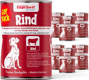 Supravit Hund Nassfutter Rind Getreidefrei 6 x 820g Dose - 6 x 820 g – Bild 1 von 3
