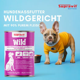 Supravit Hund Nassfutter Wild und Rind mit hohem Fleischanteil 12 x 410g – Bild 1 von 5