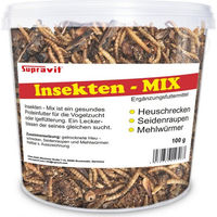 Produktbild von Supravit Insekten Mix 100g getrocknetes Insektenfutter mit Mehlwürmern für Wildvögel und Igel