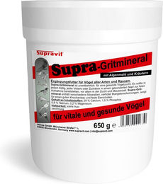 Supravit Supra-Gritmineral Premium Vogelgrit und Mineralfutter mit Algenmehl und Kräutern für Papageien Nymphensittiche und Finken 650 g – Bild 1 von 7