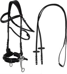 Produktbild von Supreme Kombiniertes Reithalfter Hackamore aus Leder für Pferde Schwarz Vollblut