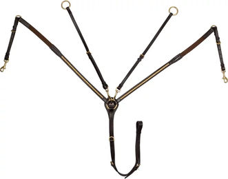 Produktbild von Supreme Leder-Halsband mit Messinggabel in Braun und Gold für Vollblut Pferde