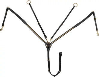 Produktbild von Supreme Leder-Halsband mit Messinggabel in Schwarz und Gold Größe M