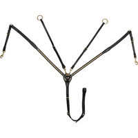 Produktbild von Supreme Leder-Halsband mit Messinggabel in Schwarz und Gold Größe M