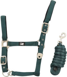 Produktbild von Supreme Nylonhalfter mit geflochtenem Strick für Pferde in Blau oder Grün