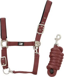 Produktbild von Supreme Nylonhalfter mit geflochtenem Strick für Pferde in Braun