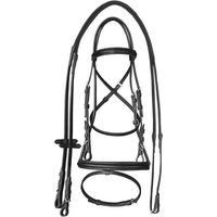 Produktbild von Supreme Reitstirrup für Pferde aus Leder in Schwarz Full mit erhöhtem Stirnriemen