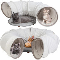 Produktbild von SURFOU Agility-Tunnel Katzenhöhle Donut Bett mit Ball und zwei Eingängen aus Plüsch für Katzen