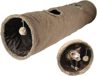 SURFOU Agility-Tunnel Katzentunnel aus Kunstleder mit Spielzeugball, faltbar, 130 x 30 cm, für Katzen und Kleintiere – Bild 1 von 5