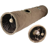 Produktbild von SURFOU Agility-Tunnel Katzentunnel aus Kunstleder mit Spielzeugball, faltbar, 130 x 30 cm, für Katzen und Kleintiere