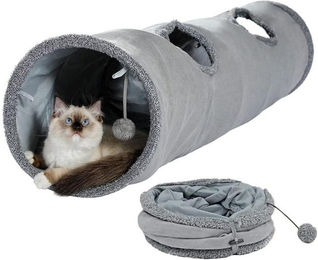 SURFOU Agility-Tunnel Katzentunnel aus Kunstleder mit Spielzeugball für Katzen und Kleintiere 130 x 30cm – Bild 1 von 5