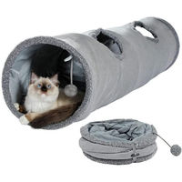 Produktbild von SURFOU Agility-Tunnel Katzentunnel aus Kunstleder mit Spielzeugball für Katzen und Kleintiere 130 x 30cm