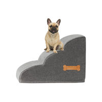 Produktbild von SURFOU Haustiertreppe 3-stufig für kleine Hunde und Katzen aus Cord in Grau
