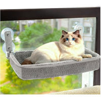 Produktbild von SURFOU Katzen-Hängematte für das Fenster mit 4 Saugnäpfen, Grau, Fleece, 30x52x10cm