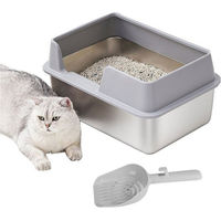 Produktbild von SURFOU Katzenecktoilette aus Edelstahl für Katzen Kaninchen und Frettchen 50 x 35 x 20 cm